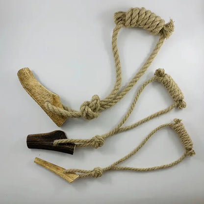 Deer Dog Toy With Hemp Rope, Natural And Fun